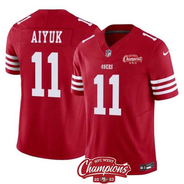 Men & Women & Youth San Francisco 49ers #11 Brandon Aiyuk Red 2023 F.U.S.E. NFC West Champions Patch Stitched Jersey